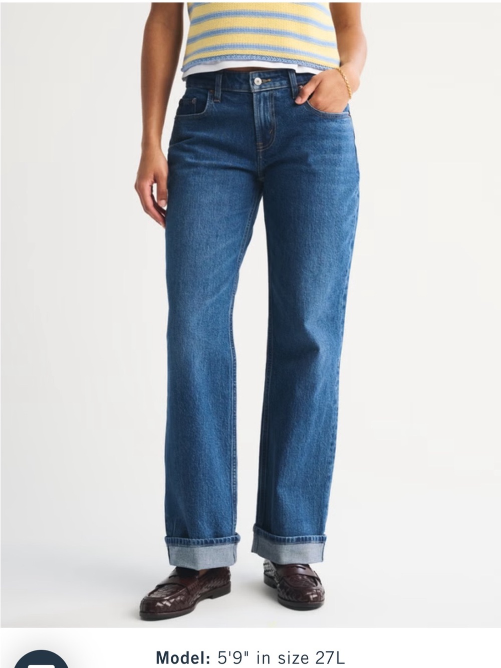 Abercrombie & Fitch 90s low rise, baggy dark denim jeans.